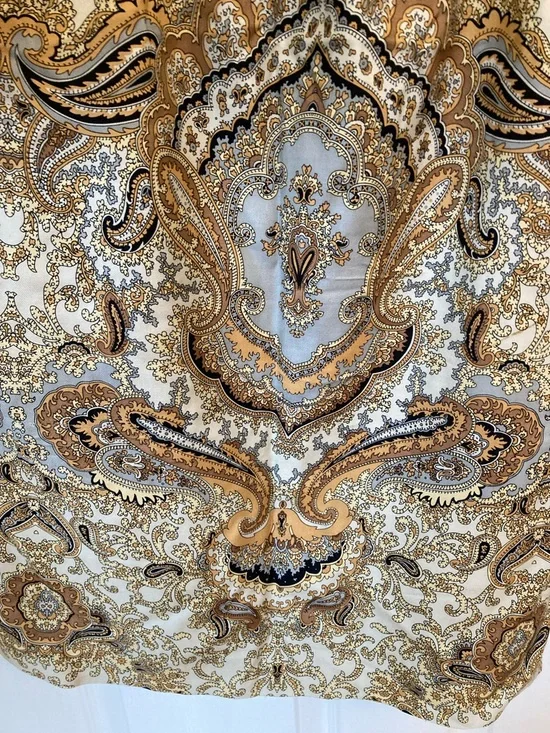 J. Crew 85% Silk Gold & Cream Paisley Midi Sheath Dress - Picture 6 of 10